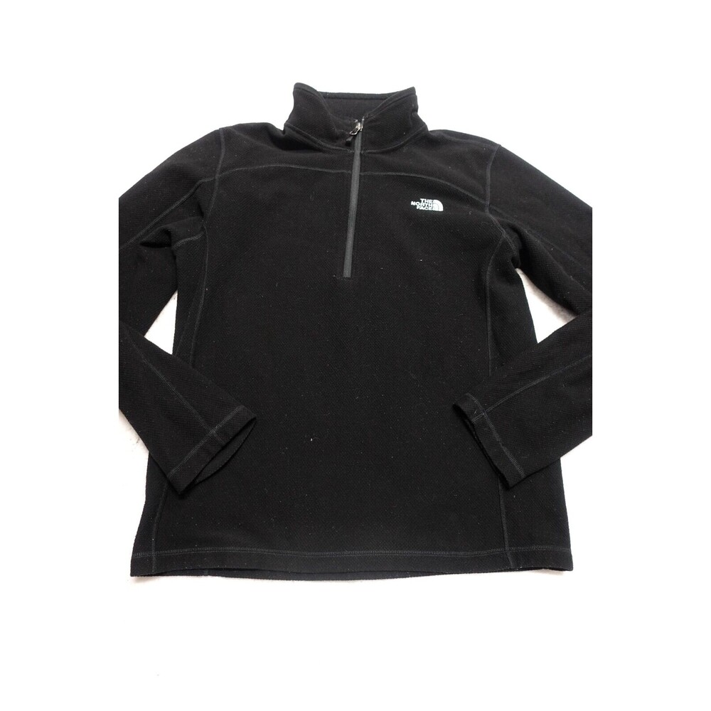 The North Face Jacket Mens Size M 1/4 ZIp Fleece Jacket Black Coat‎ Sweatshirt